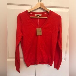 Boden red v neck cardigan sweater